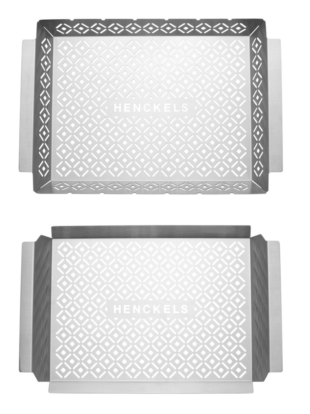 New! HENCKELS Stainless Steel BBQ Trays —Grill Basket and Grill Topper